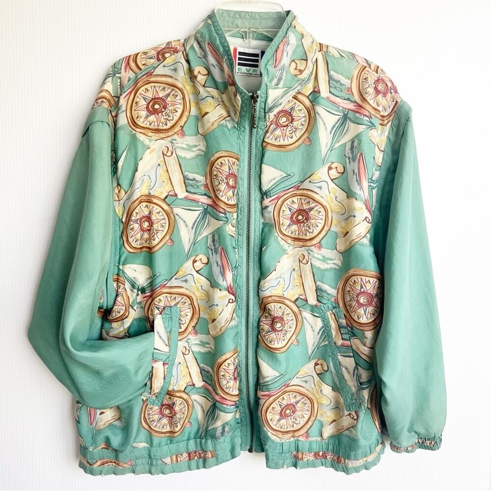 Vintage 80s 90s Silk Nautical Bomber Windbreaker Jacket